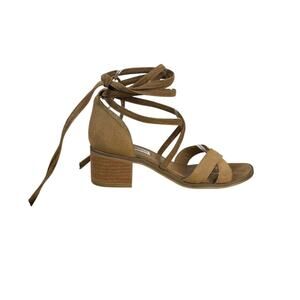 Steve Madden KanzelyTan Suede Ankle Wrap Sandals Size 7.5